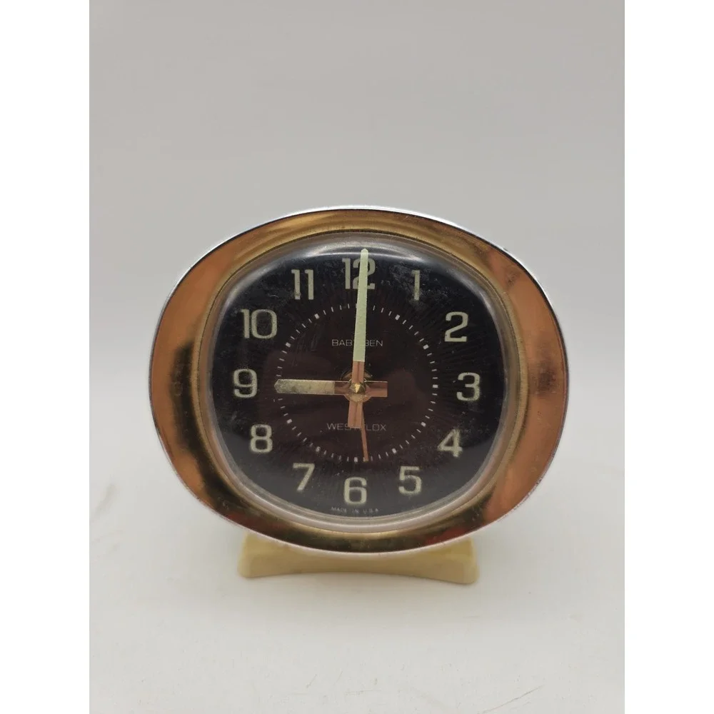 Westclox Vintage Big Ben Alarm Clock Wind Up 1970's Cream & Gold